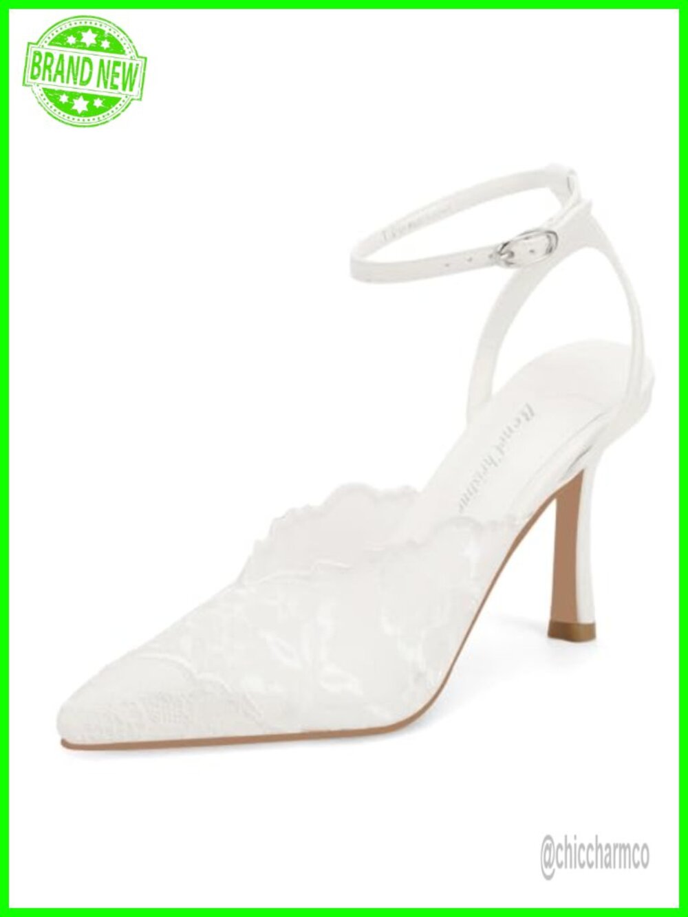 Women's Lace Mesh Slingback Pumps Pointed Toe Dress Heels